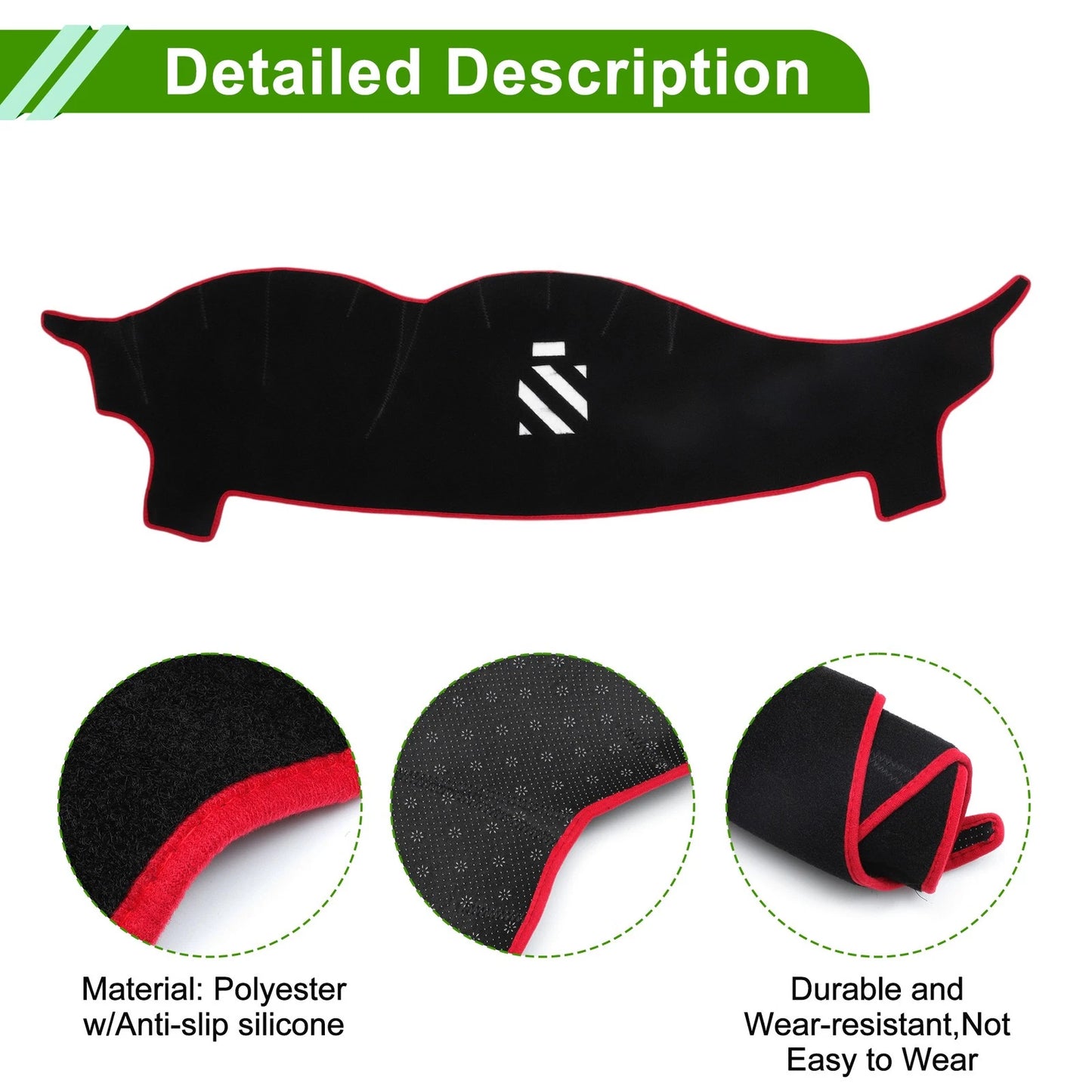 Dashboard Dash Cover Mat for Infiniti EX25 Sticker Black Red 1 Set (2013-2015)