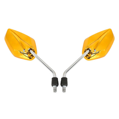 2 x Universal Motorcycle Mirror Side Rearview Mirrors Gold Tone for Motorcycle