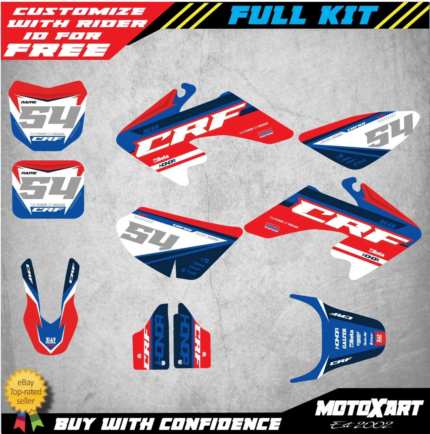 FIERCE STYLE Custom Decal Kit for Honda CRF 50 (2004-2020) Stickers Graphics