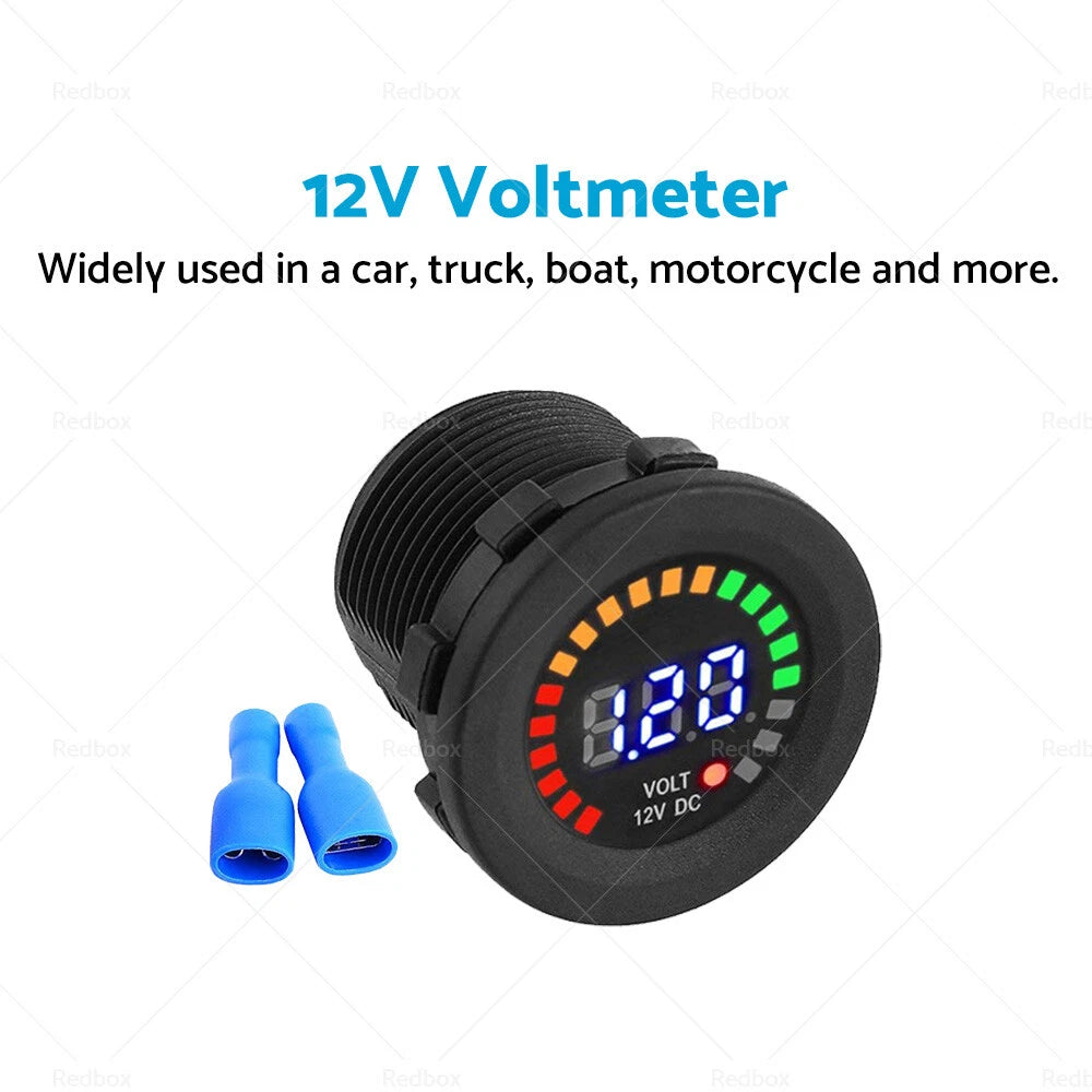 LED Battery Volt Meter Monitor 12V for Car Boat Marine Gauge