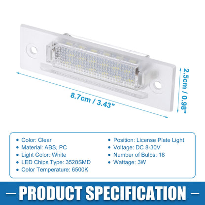 6500K White LED License Plate Light for Porsche Boxster 986 (1999-2004)