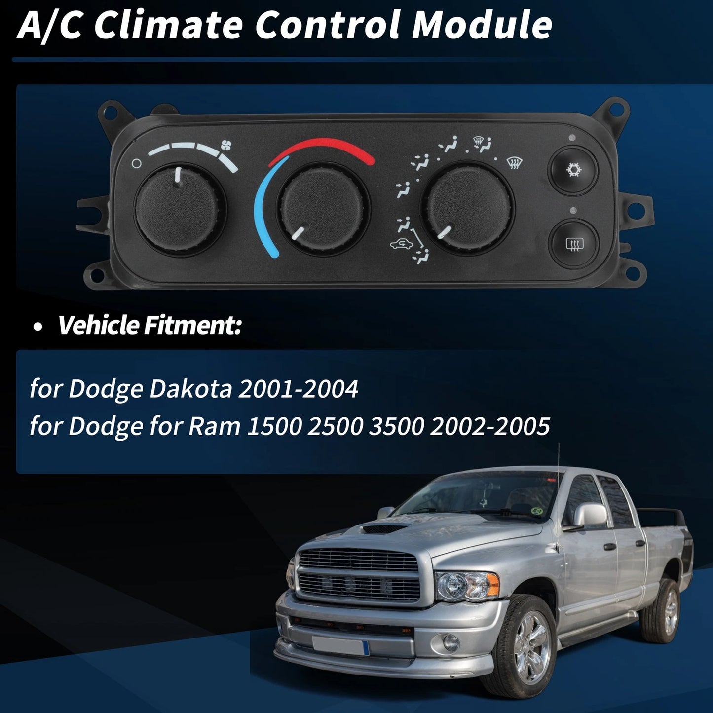 A/C Heater Climate Control Module Panel for Ram 1500 2500 3500 (2002-2005)