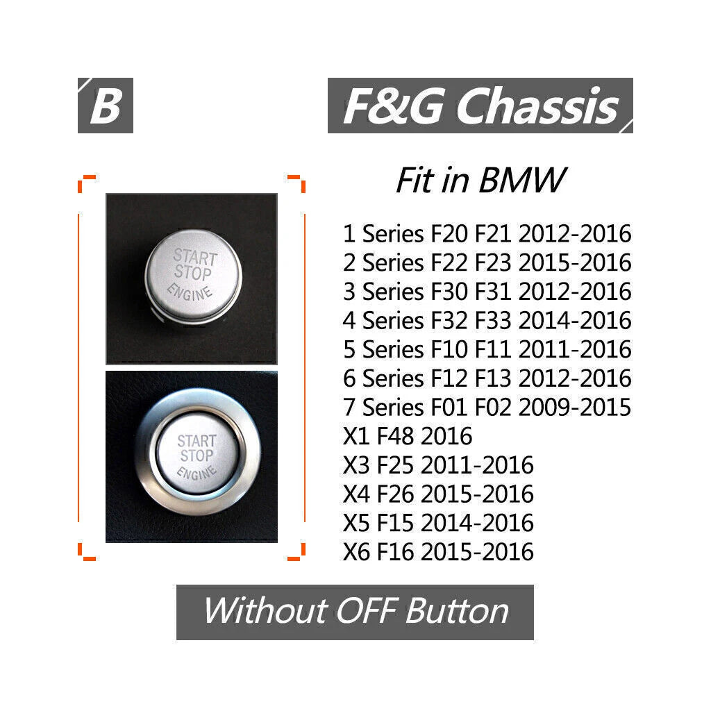 1x Silver Start Stop Engine Button Cover for BMW 1/2/3/5 Series X3 X5 X6 (2000-2023)