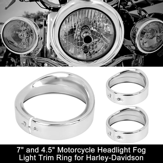 2 x 7-inch and 4.5-inch Headlight Fog Trim Ring for Harley-Davidson Dyna