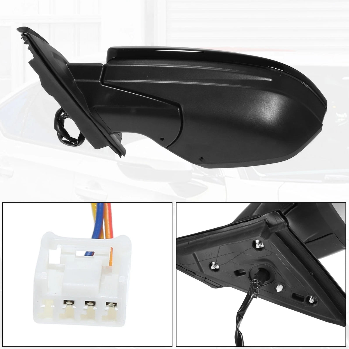 3 Pin Left Side Door Mirror Assembly Black for Honda Civic (2016-2021)