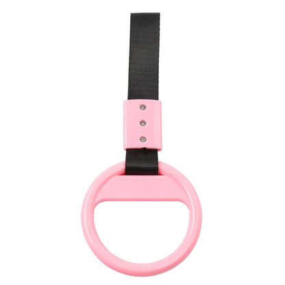 PVC Plastic Black & Pink Round Ring Handle Strap for Train Bus Charm