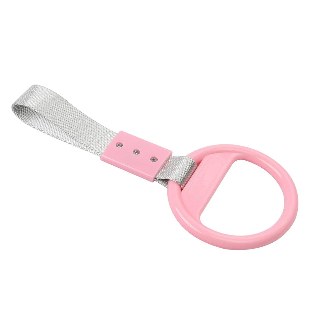 PVC Plastic Round Ring Handle Strap for Train Bus - Silver & Pink