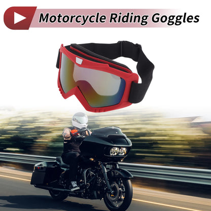 Motorcycle Riding Goggles Blue Purple Lens Red Frame PC Cycling Sunglasses