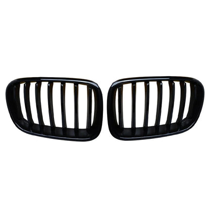 2 x Front Grille Kidney Grill Gloss Black for BMW X3 (2010-2014)