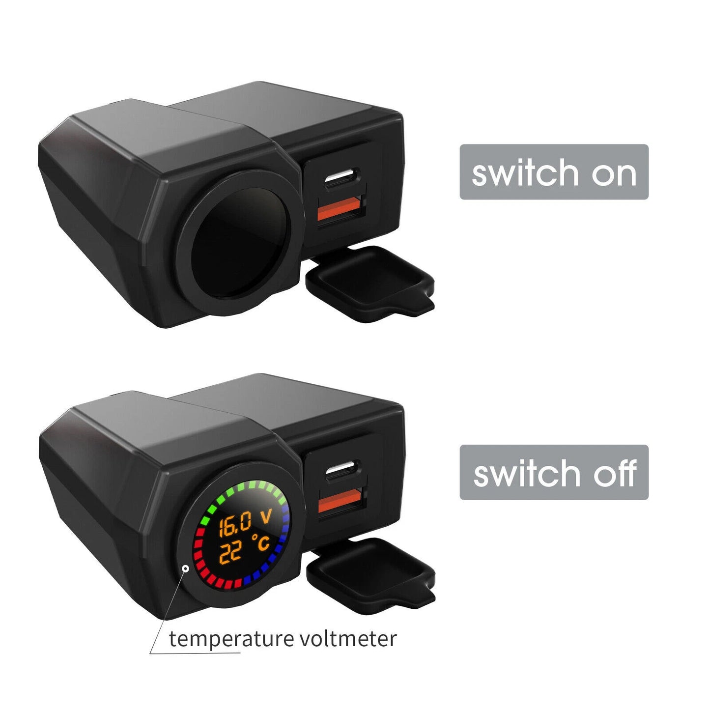 Volt Meter Phone Charge Mount for Motorcycle