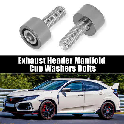 M8x1.25 Header Manifold Cup Washer Bolts 9 x Titanium Tone for Honda Acura
