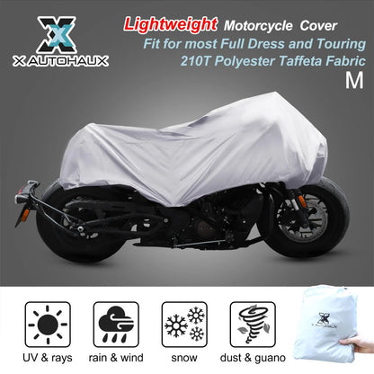 M Size Motorcycle Cover Half Cover Waterproof Rain Dust Protector Silver for Make Model