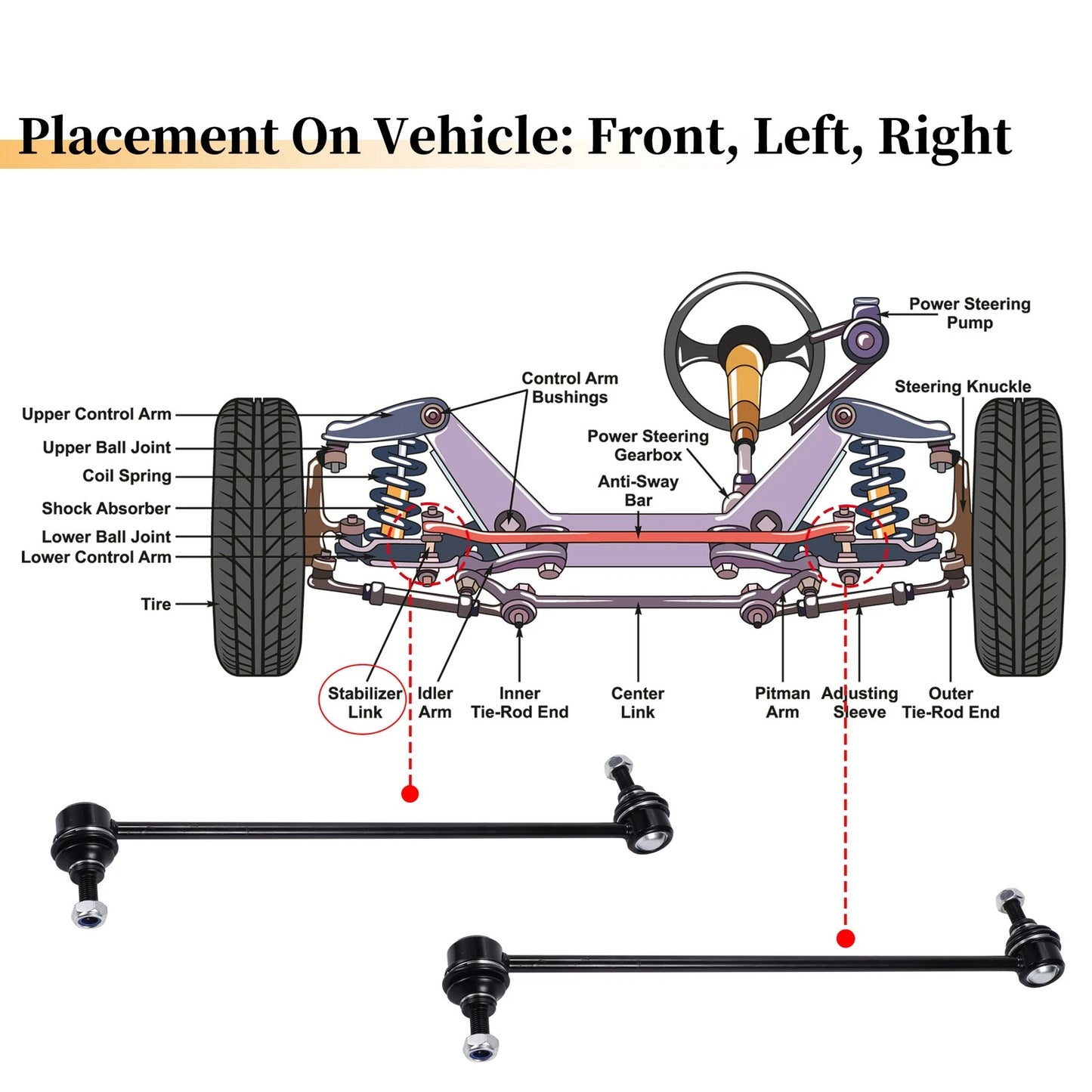 Front Stabiliser Sway Bar Links for Land Rover LR2 (2008-2014)