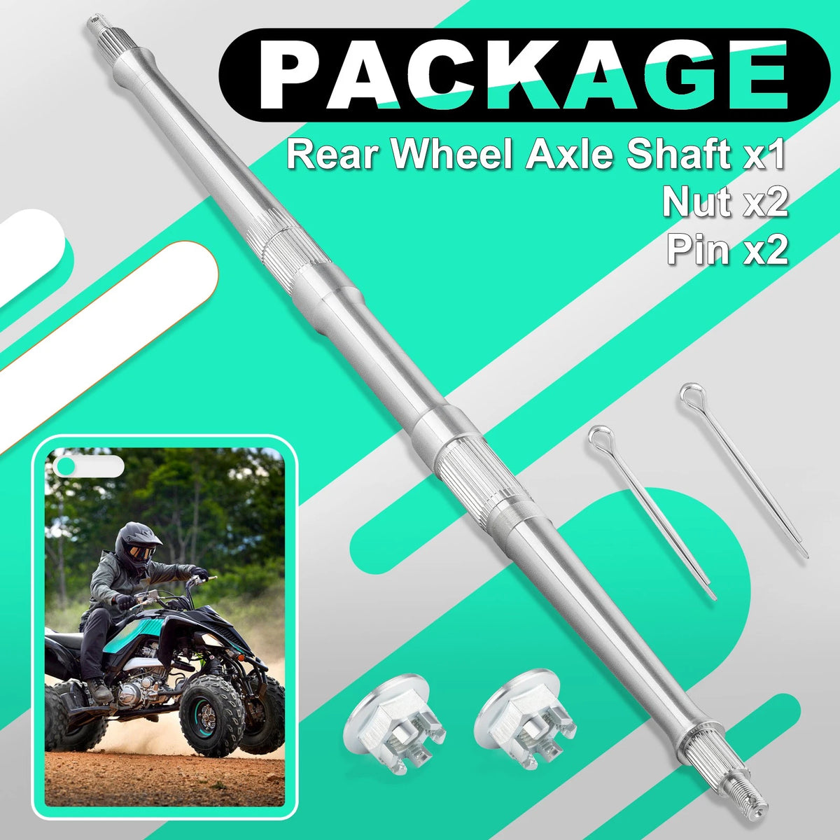 REAR WHEEL AXLE SHAFT W/ NUT for Yamaha Raptor 700 700R