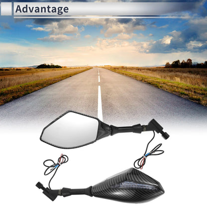 Mirror M10 Motorcycle Rear View Handlebar - Carbon Fiber Pattern Black
