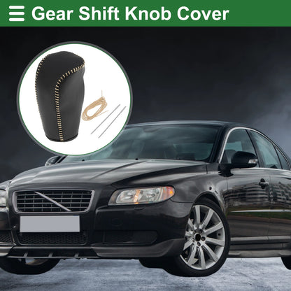 Car Gear Shift Knob Cover for Volvo S80 (2007-2012) Black Beige Faux Leather