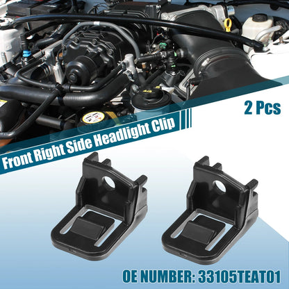 2 x Front Right Side Headlight Clips for Honda Civic (2016-2020)