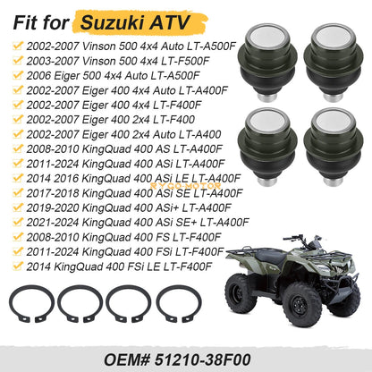 4 x Ball Joints for Suzuki Vinson 500 Eiger 400 500 King Quad 400