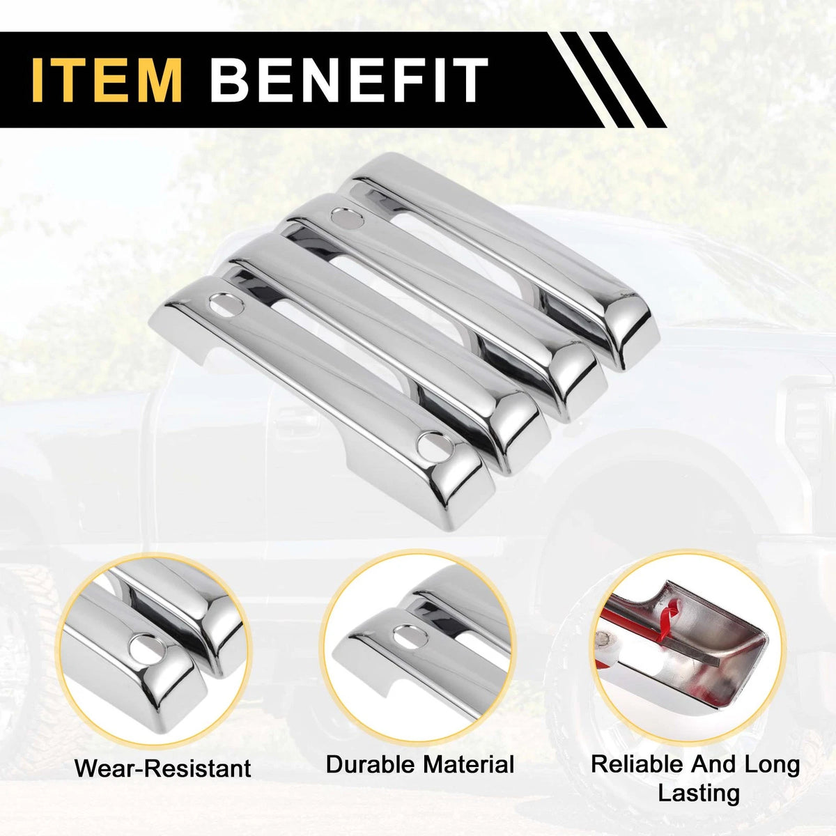 Car Door Handle Protector Set for Ford F-150 (2021-2024) with Smart Key Holes