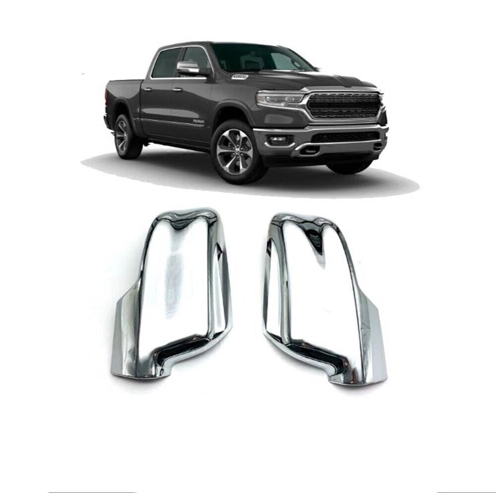 2 x Chrome Rearview Mirror Side Covers for Dodge Ram 1500 (2019-2024)