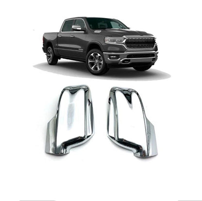 2 x Chrome Rearview Mirror Side Covers for Dodge Ram 1500 (2019-2024)