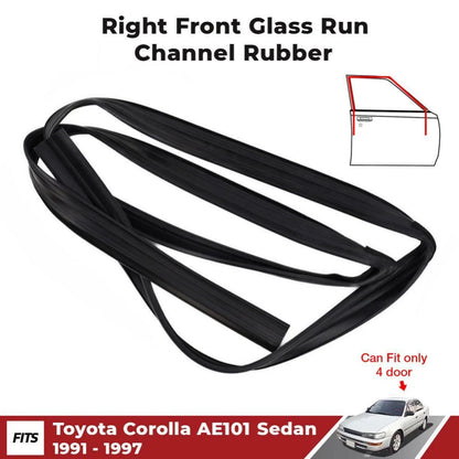 Door Glass Run Channel Rubber Front RH Fits Toyota Corolla AE101 Sedan 1991-97