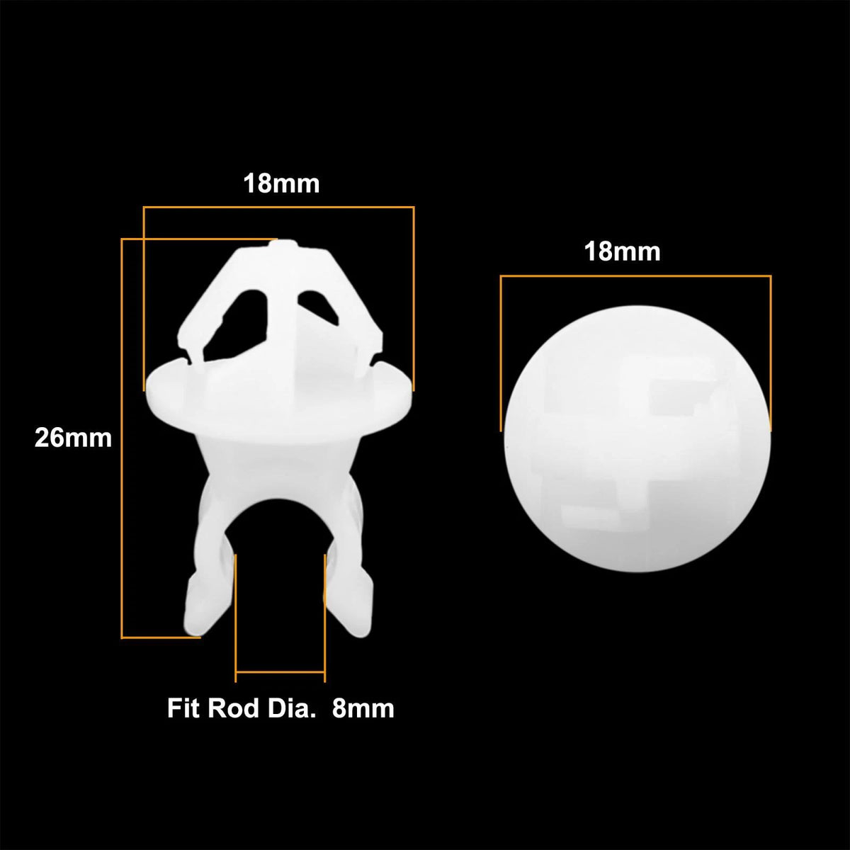 Hood Prop Rod Support Rivet Clips 14 x 11mm White 5 x for Honda