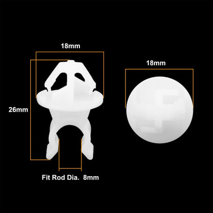 Hood Prop Rod Support Rivet Clips 14 x 11mm White 5 x for Honda