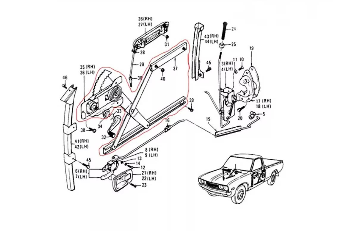 2 x Window Regulators for Datsun Nissan 620 (1971-1979)