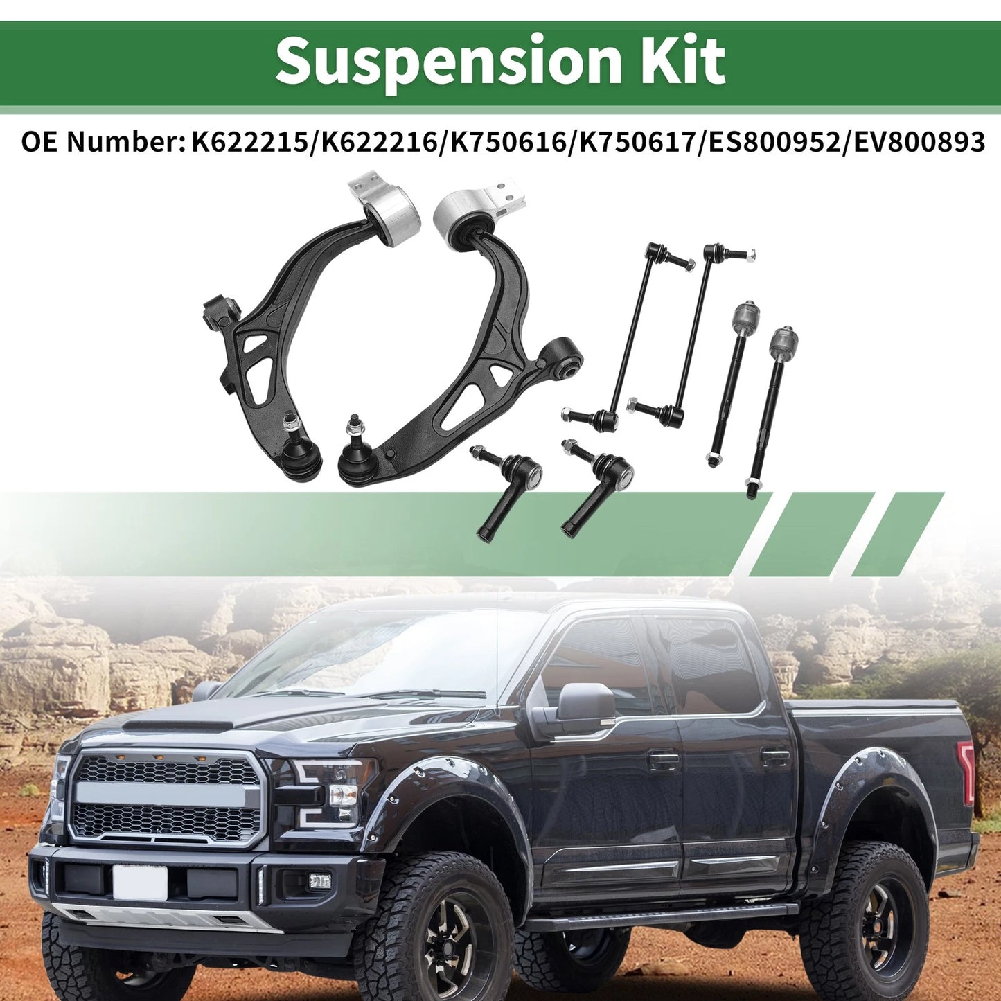 8 Pc Front Lower Control Arms for Ford Explorer (2011-2018)