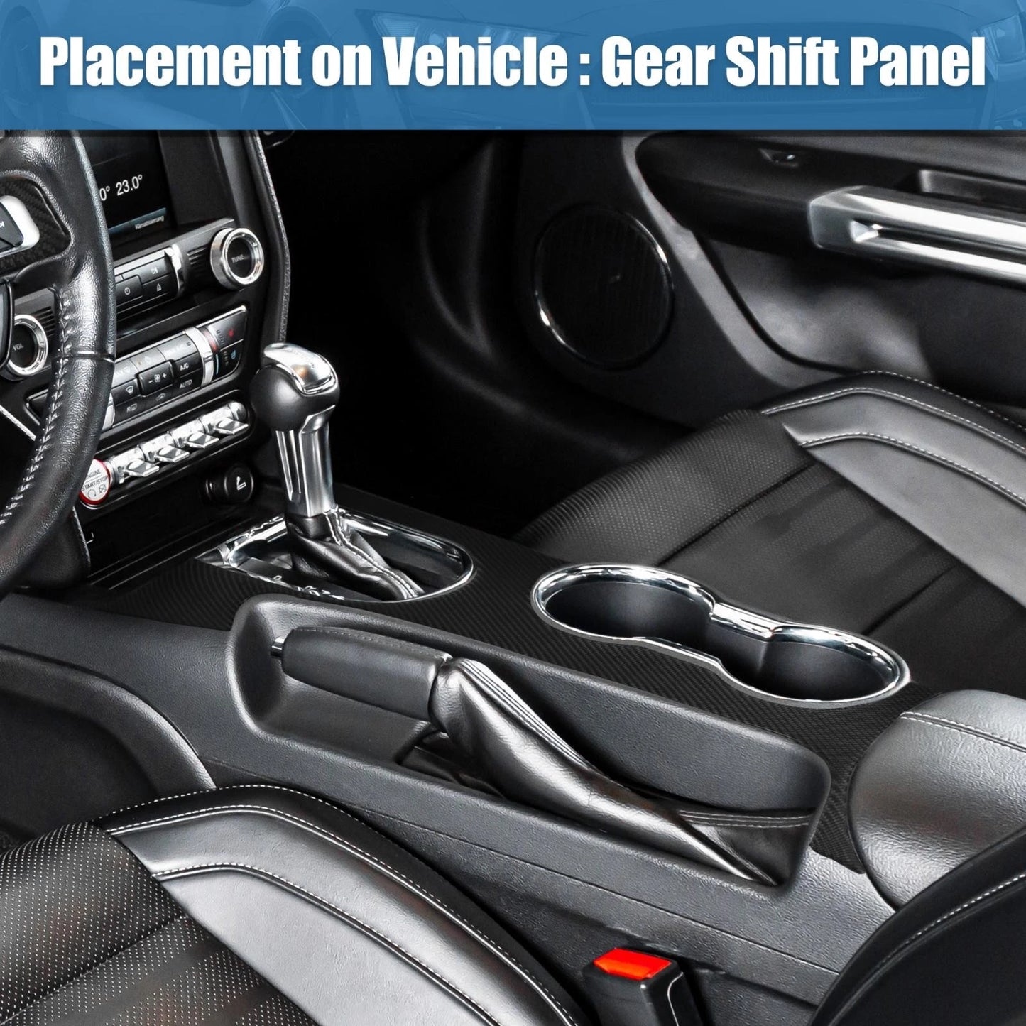 Water Cup Holder Gear Shift Frame Panel Trim for Ford Mustang (2015-2022)