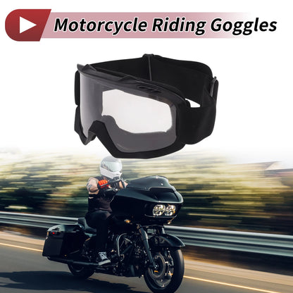 1Pc Motorcycle Riding Goggles Clear Lens Black Frame PC TPU Cycling Sunglasses