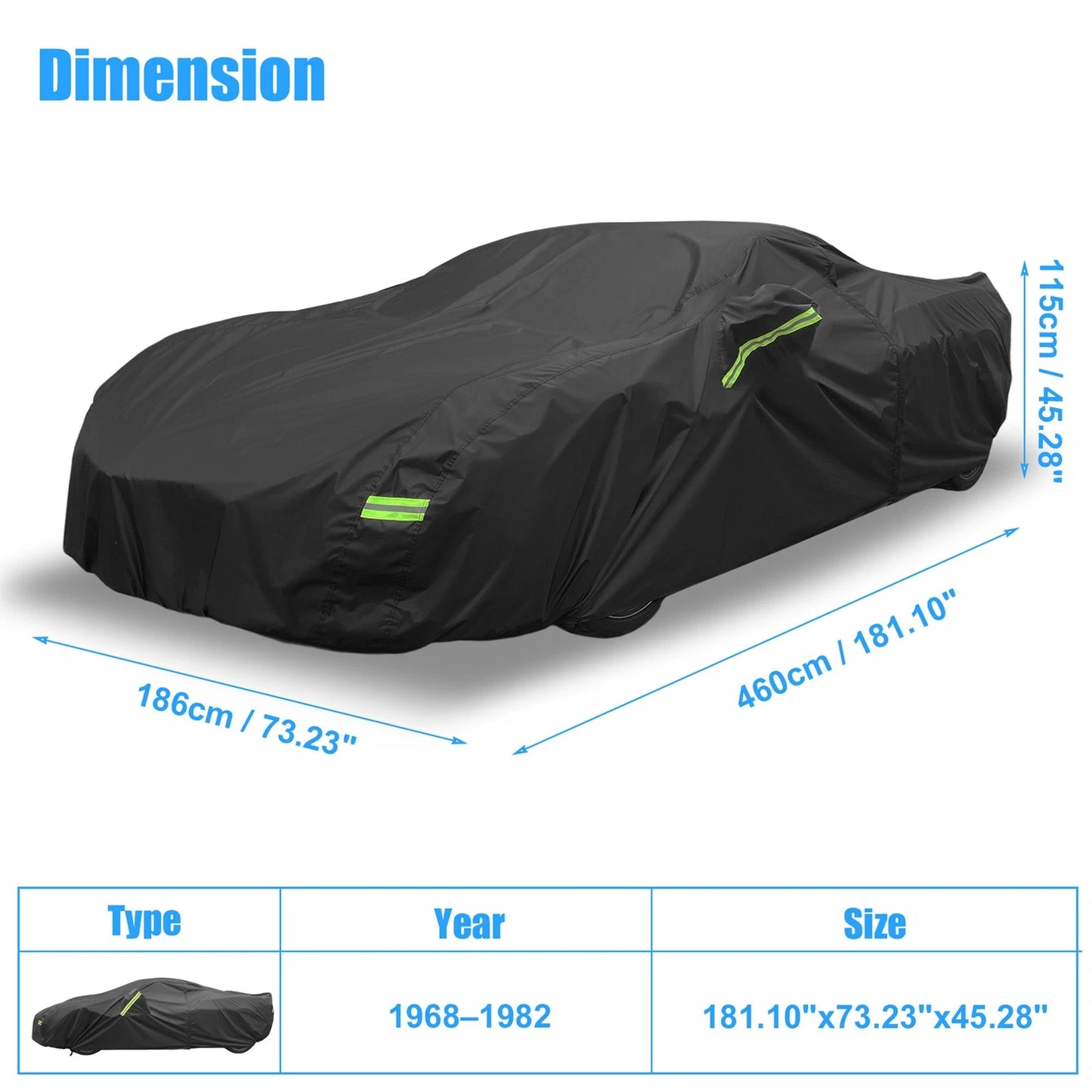 Waterproof Car Cover for Chevrolet Corvette C4 Black with Zipper (1984-1996)