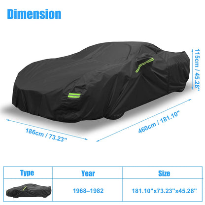 Waterproof Car Cover for Chevrolet Corvette C4 Black with Zipper (1984-1996)