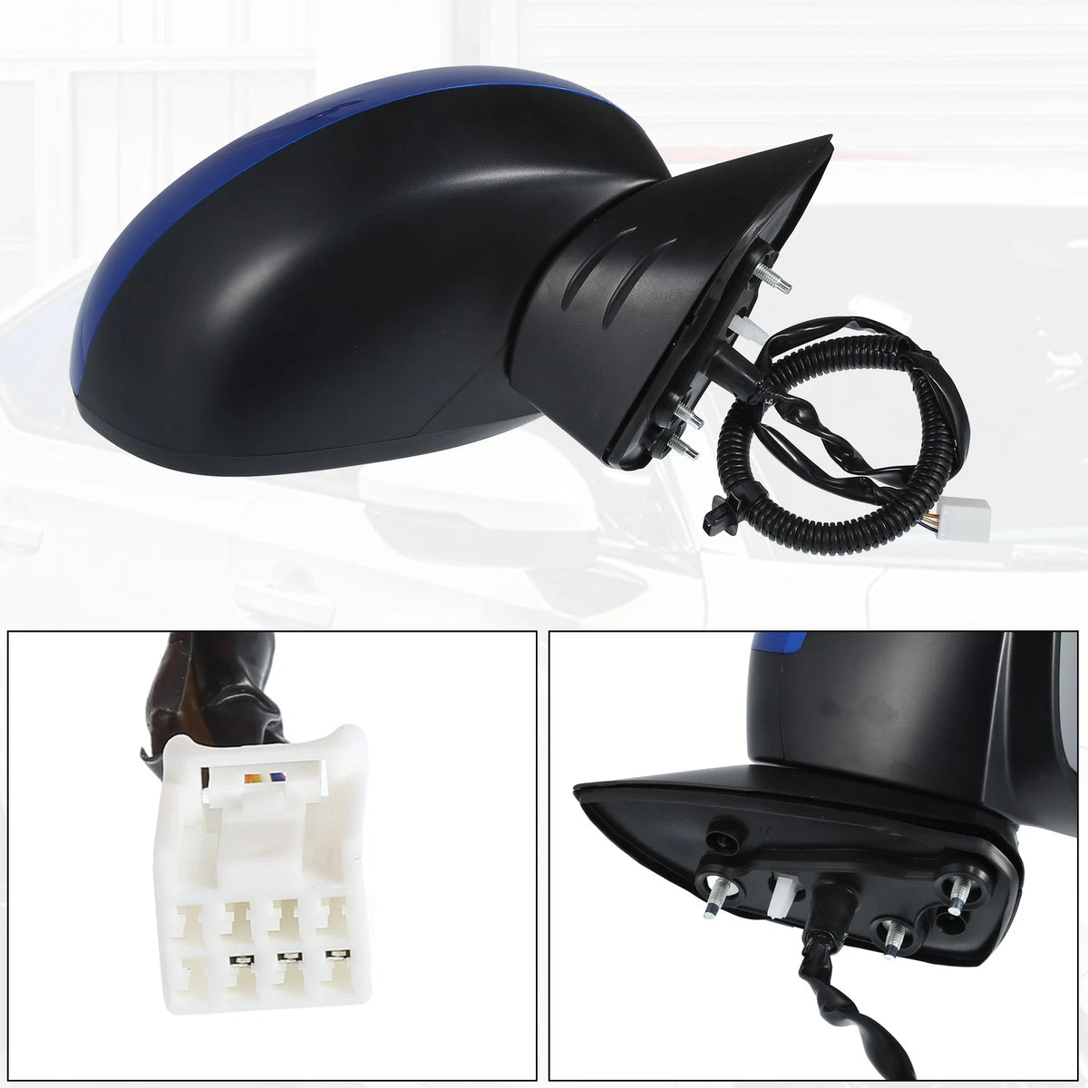 3 Pin Right Side Door Mirror Assembly Blue for Honda Civic (2022-2023)