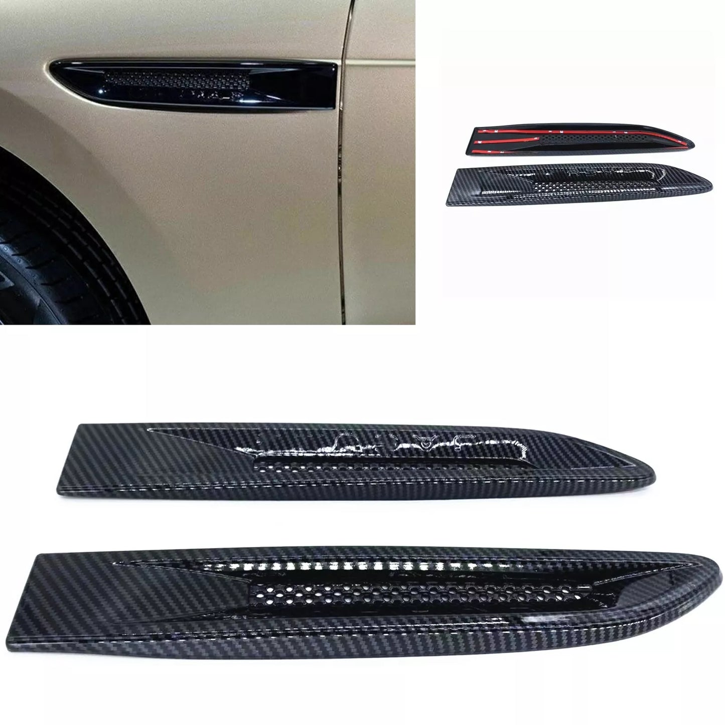 Black Exterior Side Wing Vent Covers for Jaguar XF XE XFL F-Pace E-Pace (2015-2023)
