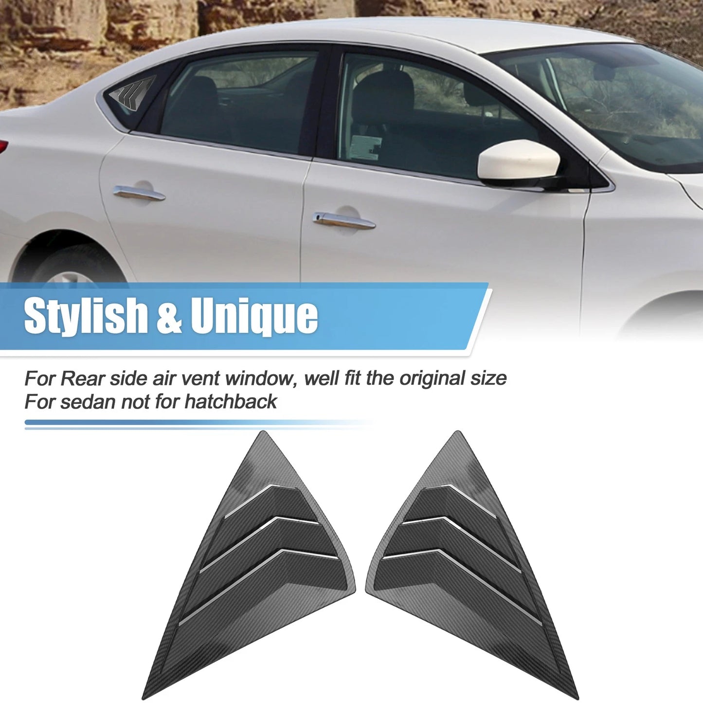 Rear Side Window Louvers for Nissan Sentra 2013-2019 (2013-2019)