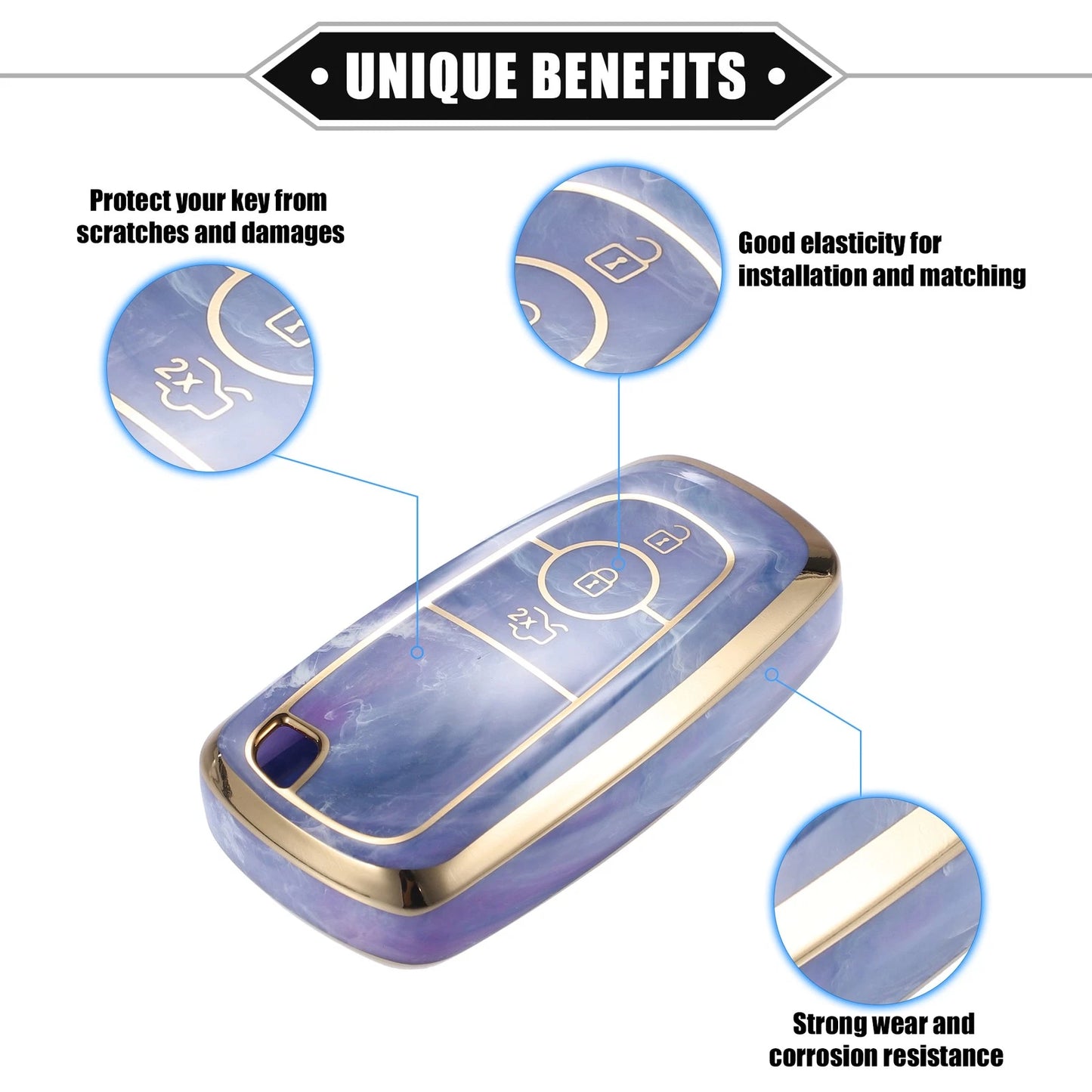 3 x Button TPU Key Fob Cover Case for Ford Explorer, Ecosport, Mustang (2011-2023)