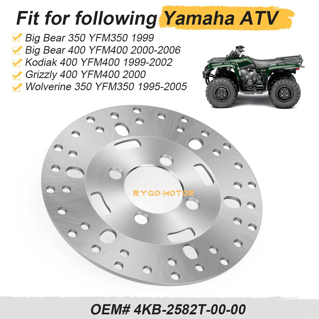 Front / Brake Disc Rotor for Yamaha Wolverine 350 YFM350FX 4x4 (1995–2005)
