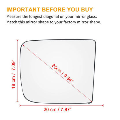 Car Mirror Glass Heated w/ Backing Right Side for Dodge Ram 1500 2500 3500