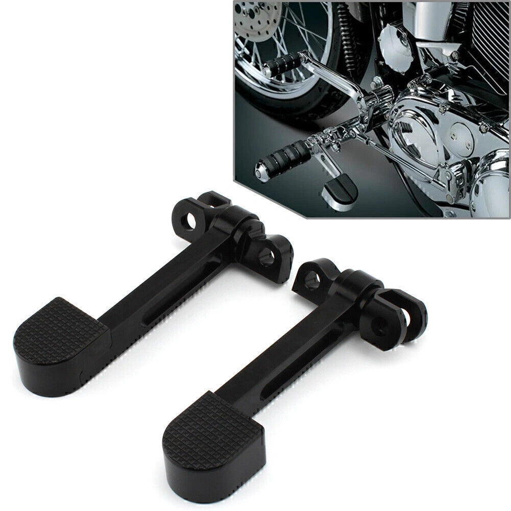 Black Stirrup Heel Foot Rest Pegs for Harley Sportster XL 883 1200 Softail FXWG