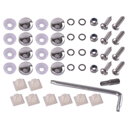 Rustproof License Plate Screws & Caps for Auto Security - Fastener Kit