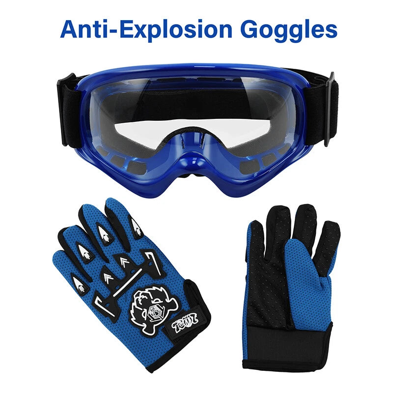 Youth Kids Motocross Full Face Helmet & Goggles for Dirt Bike ATV UTV