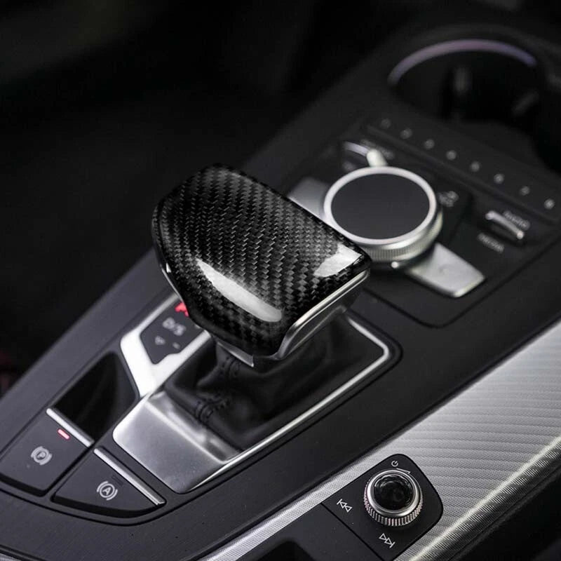 Real Carbon Fiber Gear Shift Knob Head Cover Trim For Audi A4 S4 B9 2016-2018