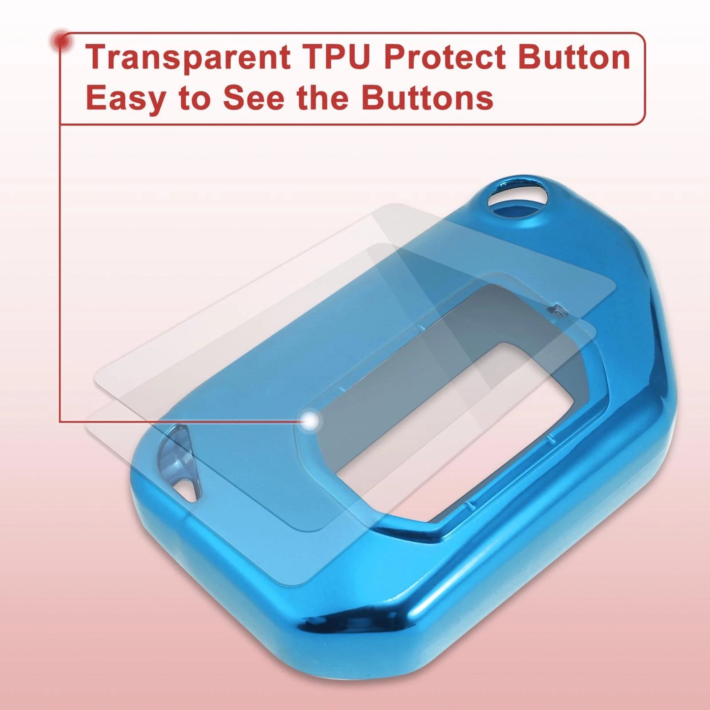 TPU Blue 4 Button Car Remote Key Fob Cover for Jeep Wrangler JL (2018-2021)