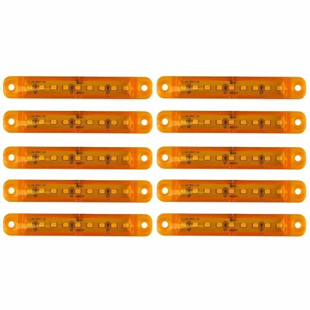 10 x Amber 9 LED Sealed Side Marker Clearance Lights for Car Truck Trailer