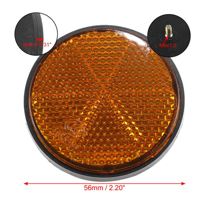 4 x M6x1.0 Orange Motorcycle Round Screw-on Reflective Warning Reflectors
