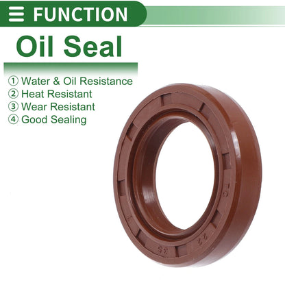 Oil Seal Rotary Shaft Seal FKM Rubber 22x35x7mm Brown 5 Pcs