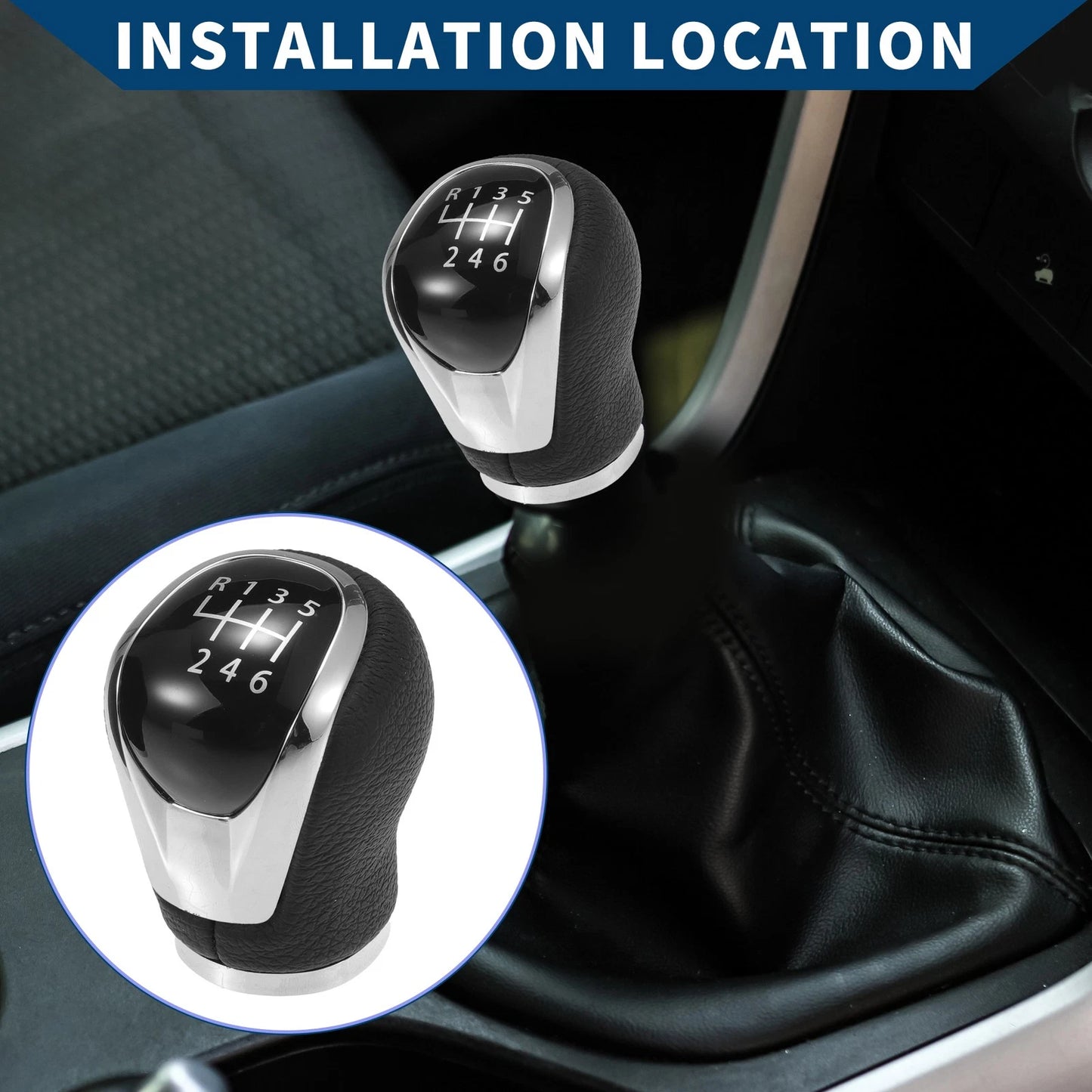 Gear Shift Knob 6 Speed for Nissan Qashqai J11 (2013-2022) Faux Leather Black
