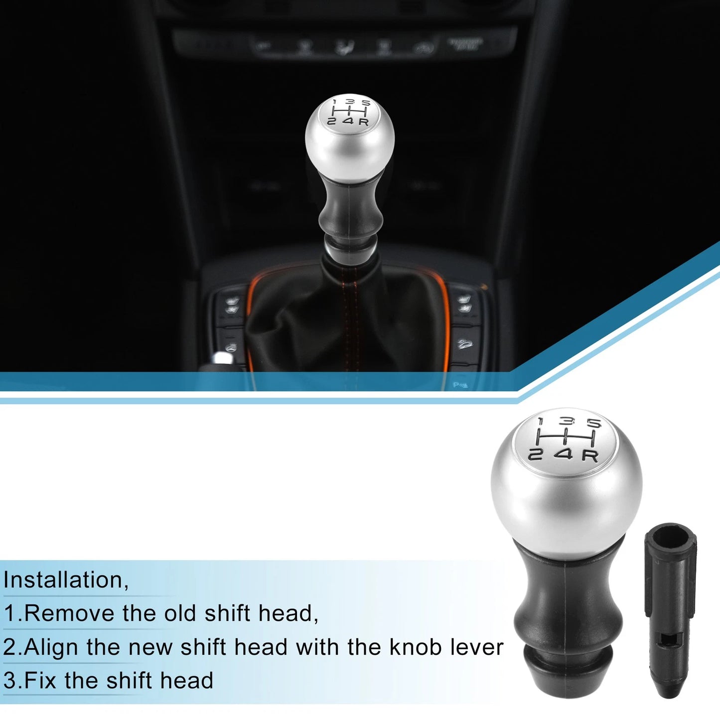 Matte Silver Tone 5 Speed Manual Shift Knob for Peugeot 106 206 (1991-2006)
